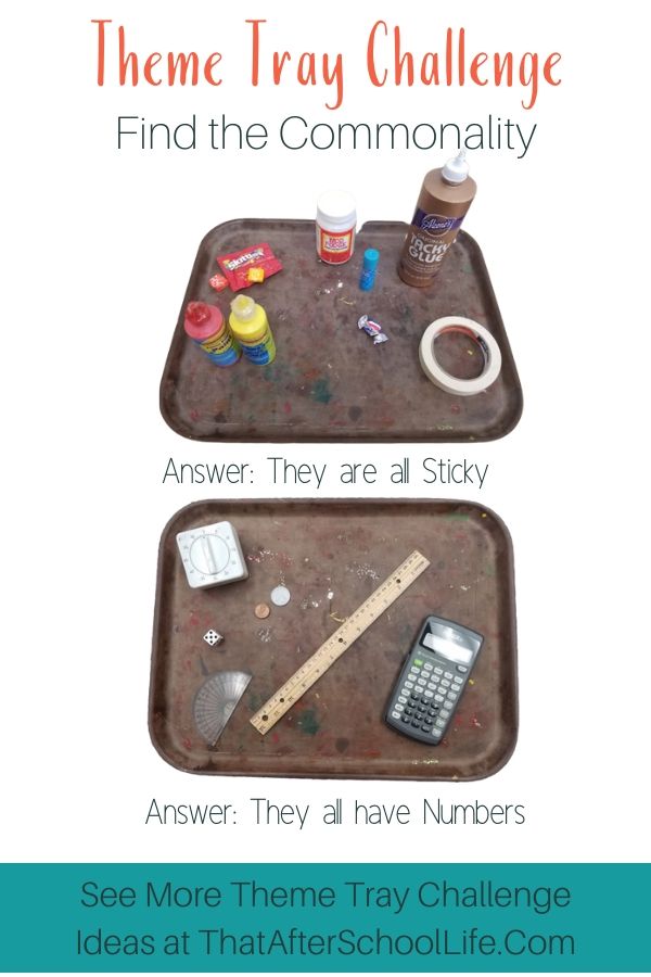 theme tray challenge find the commonality activity for kids