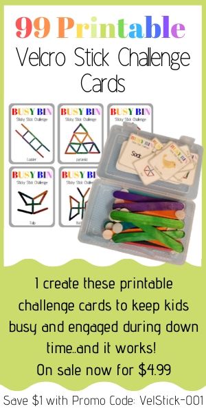 99 Printable Challenge Cards – Velcro sticks – That After School Life