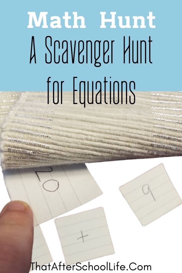 This fun equation scavenger hunt is a great way to encourage kids to practice basic math skills in a fun hide and seek style game.